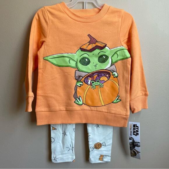 NWT Star Wars Baby Yoda Halloween sweatshirt and matching leggings set 4T - Picture 1 of 6
